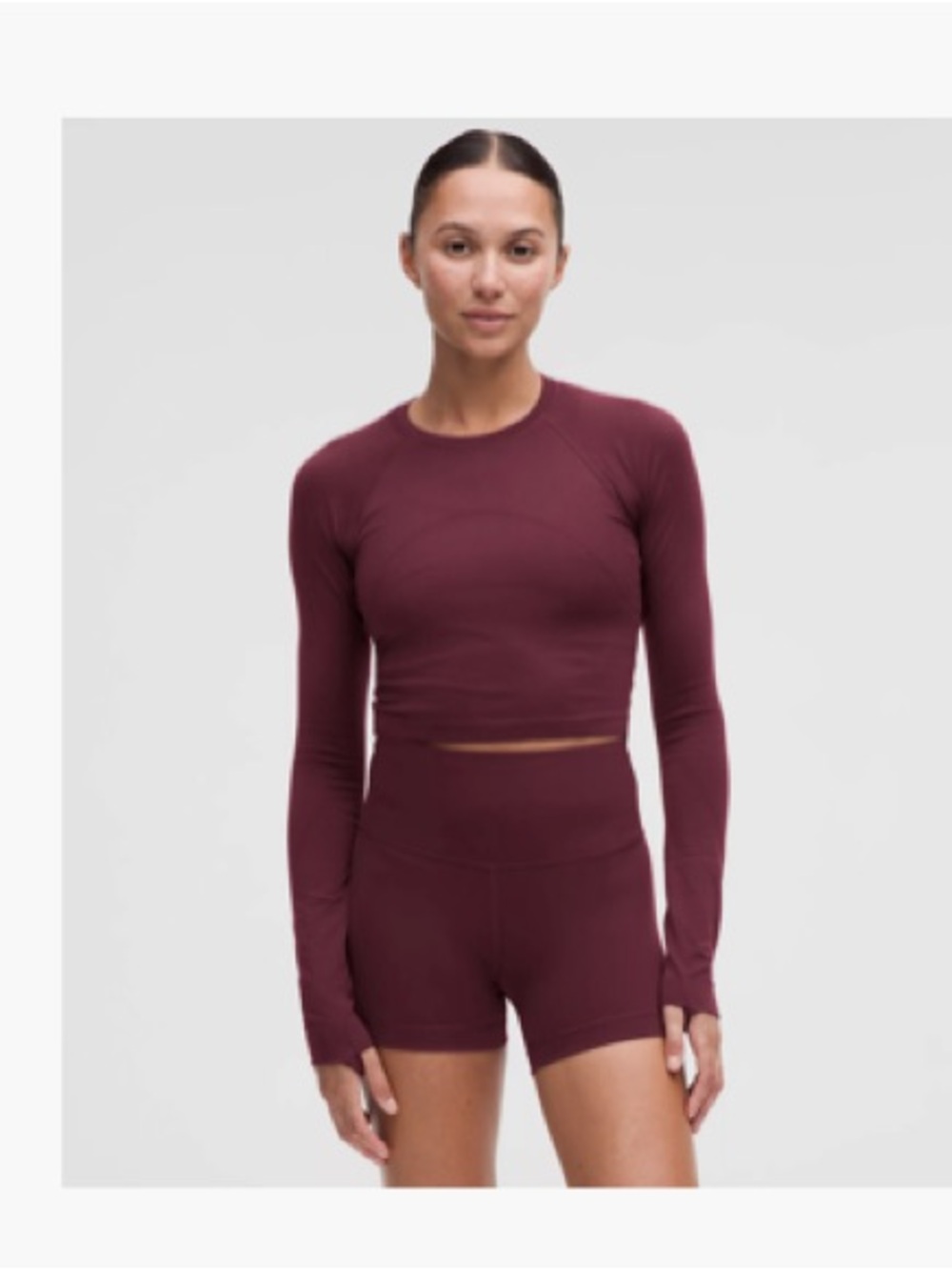 lululemon athletica Long Sleeve Cropped Top - Burgundy
